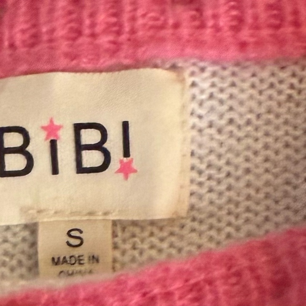 BiBi Blush Pink and Teal Sweater with Pearls - Picture 4 of 4